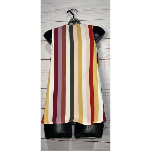 Label By Rachel Roy Multi Stripe Women’s Faux Wrap Tank Medium - Picture 3 of 3